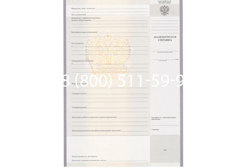 Купить Академическая справка образца 2010-2011 год для колледжа в Новошахтинске